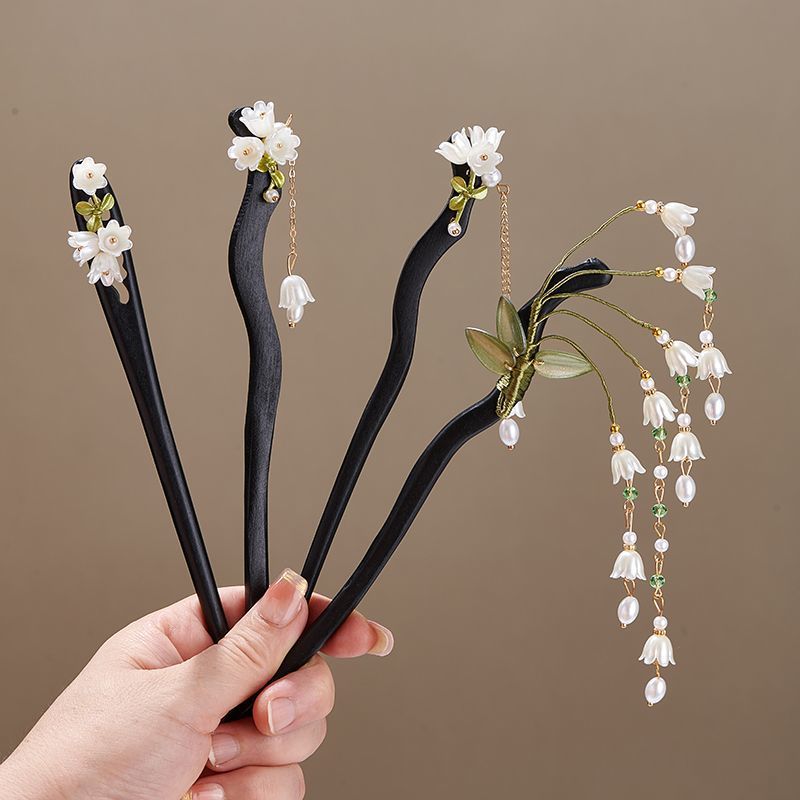 Hanbok Hair Pin - Wooden Flower Hairpin Vintage Convallaria Majalis