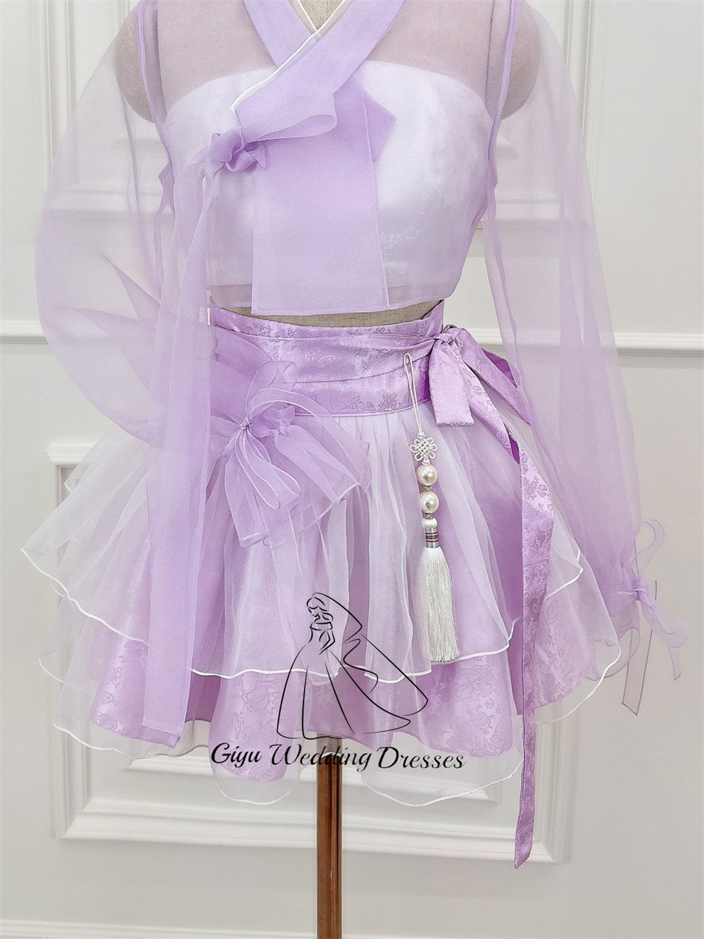 Giyu Purple Hanbok Mini Dress  - Korean Tea Set review and price