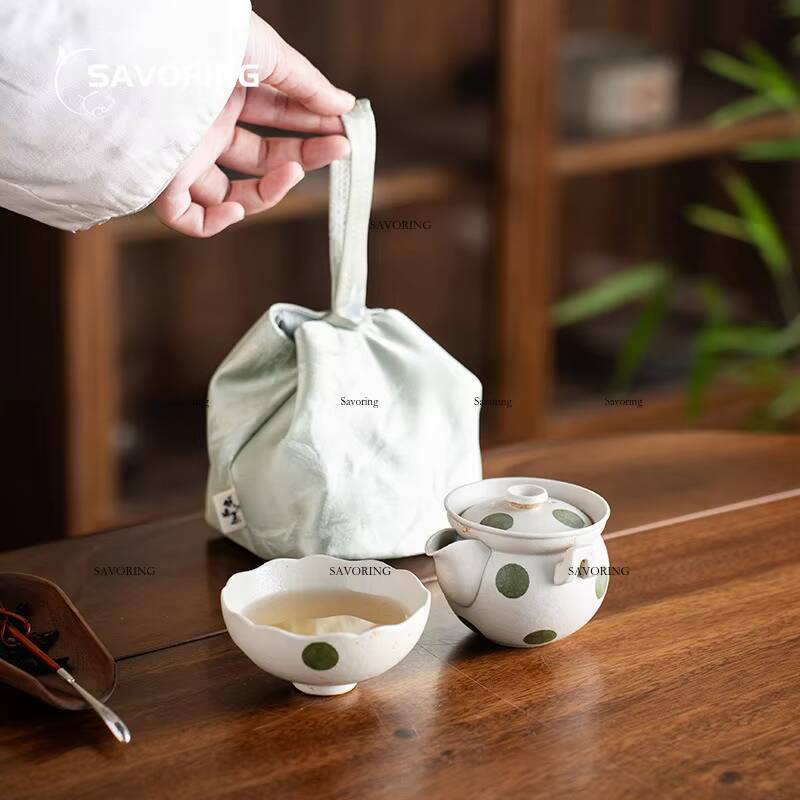 Hand-Painted Green Dot Tea Set - Korean Tea Set review and price