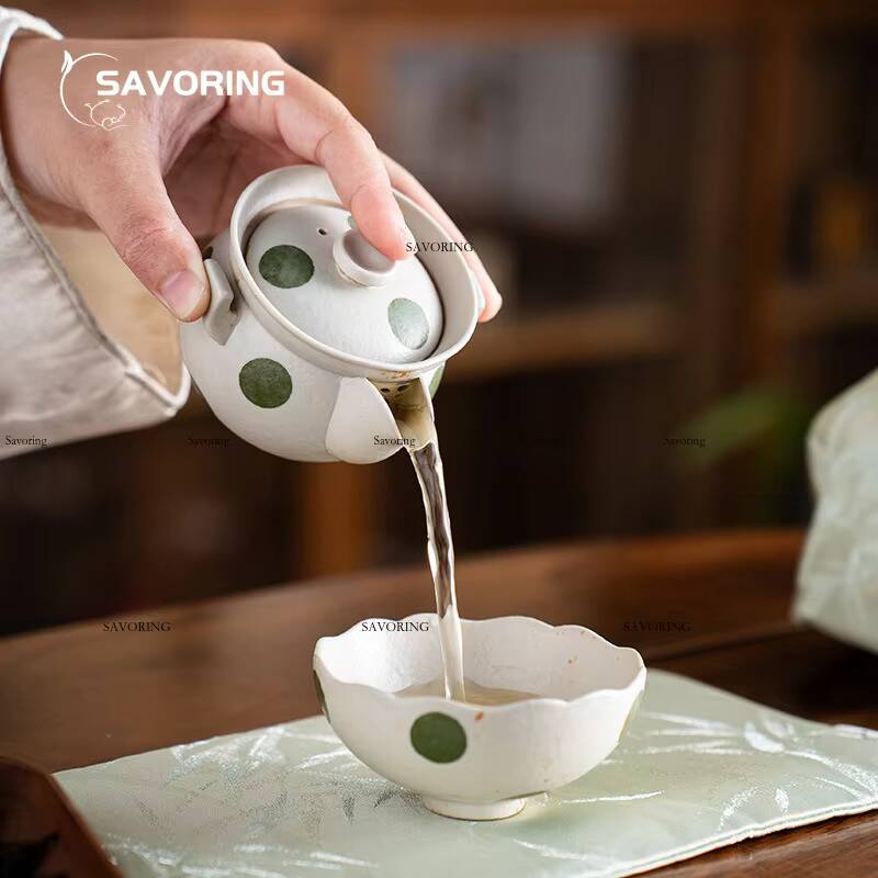 Hand-Painted Green Dot Tea Set - Korean Tea Set review and price
