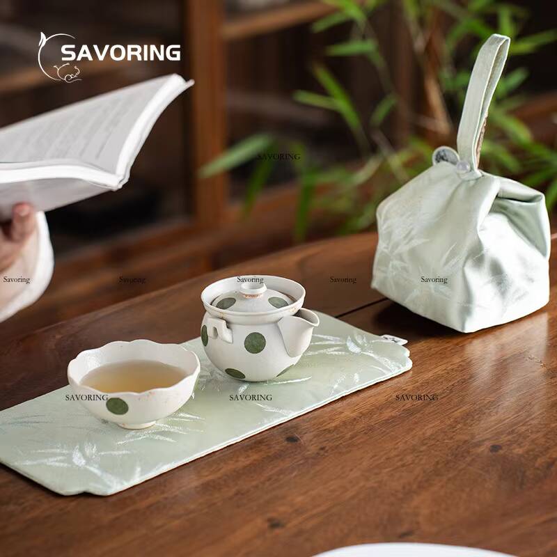 Hand-Painted Green Dot Tea Set - Korean Tea Set review and price