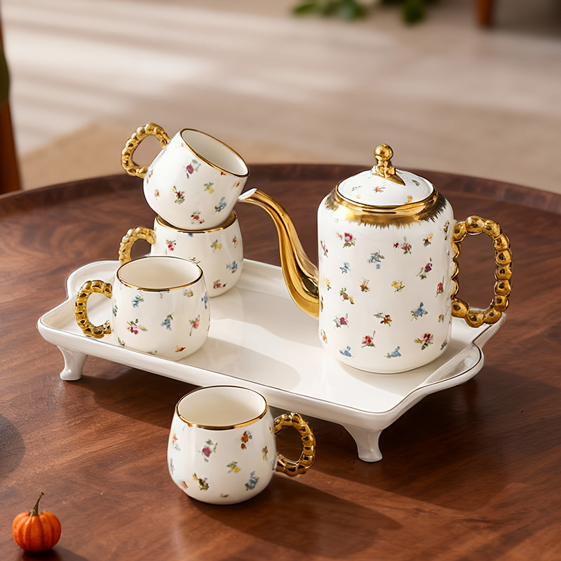 Luxury European Floral Gold Tr - Korean Tea Set review and price