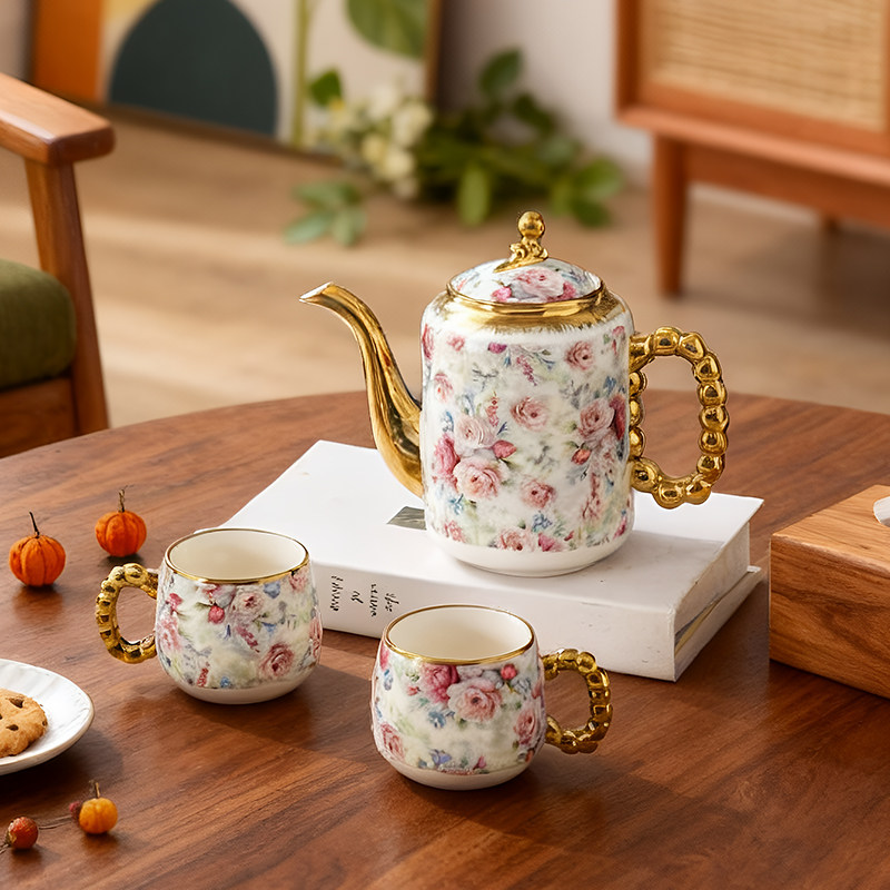 Luxury European Floral Gold Tr - Korean Tea Set review and price