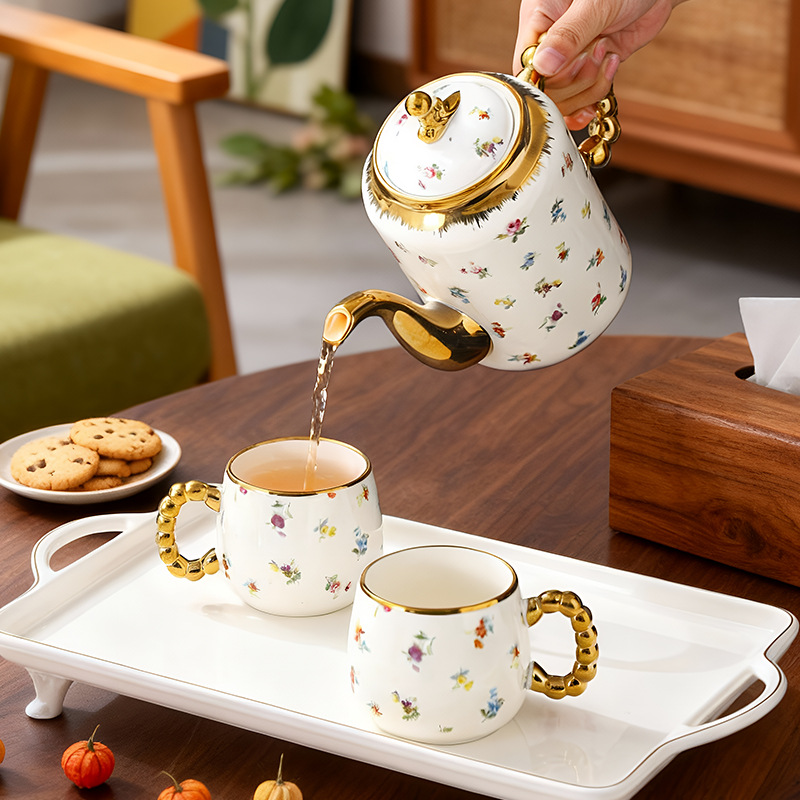 Luxury European Floral Gold Tr - Korean Tea Set review and price